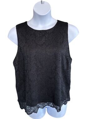 Worthington Women’s XL Black Lined Lace Sleeveless Tank Top Blouse